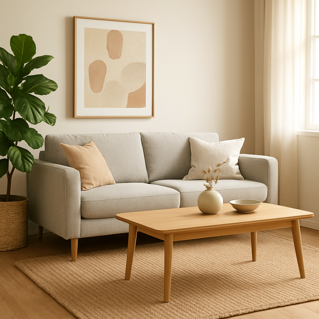 The same room staged with furniture by AI